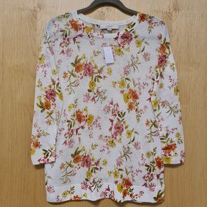 LOFT NWT Floral Print Drop Shoulder Sweater M